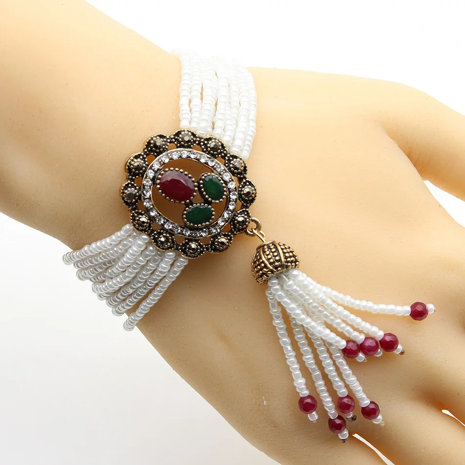 Vintage Beaded Bracelet Women Flower Round Resin Jewelry MultiChain Beads Bracelets Antique Gold Color Gypsy Bride Jewelry Gift
Vintage Beaded Bracelet Women Flower Round Resin Jewelry MultiChain Beads Bracelets Antique Gold Color Gypsy Bride Jewelry Gift