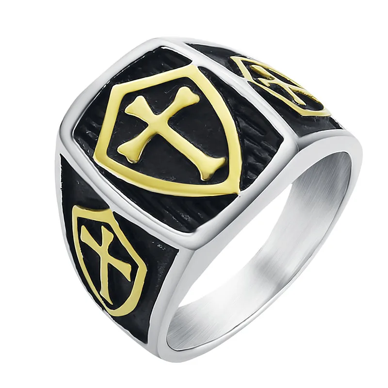 Men's Gold Cross Ring Stainless Steel Vintage Shield Crusader Cross Biker Ring Templar Brand Rings For Man Fashion Jewellery
Men's Gold Cross Ring Stainless Steel Vintage Shield Crusader Cross Biker Ring Templar Brand Rings For Man Fashion Jewellery