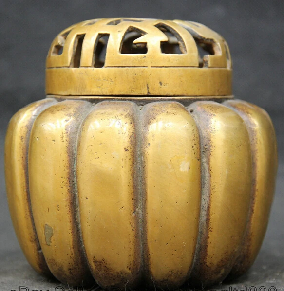 JP S0524 5 " China Chinese Copper pumpkin cushaw cuaurbit Incense Burner Censer Marked
JP S0524 5 " China Chinese Copper pumpkin cushaw cuaurbit Incense Burner Censer Marked
