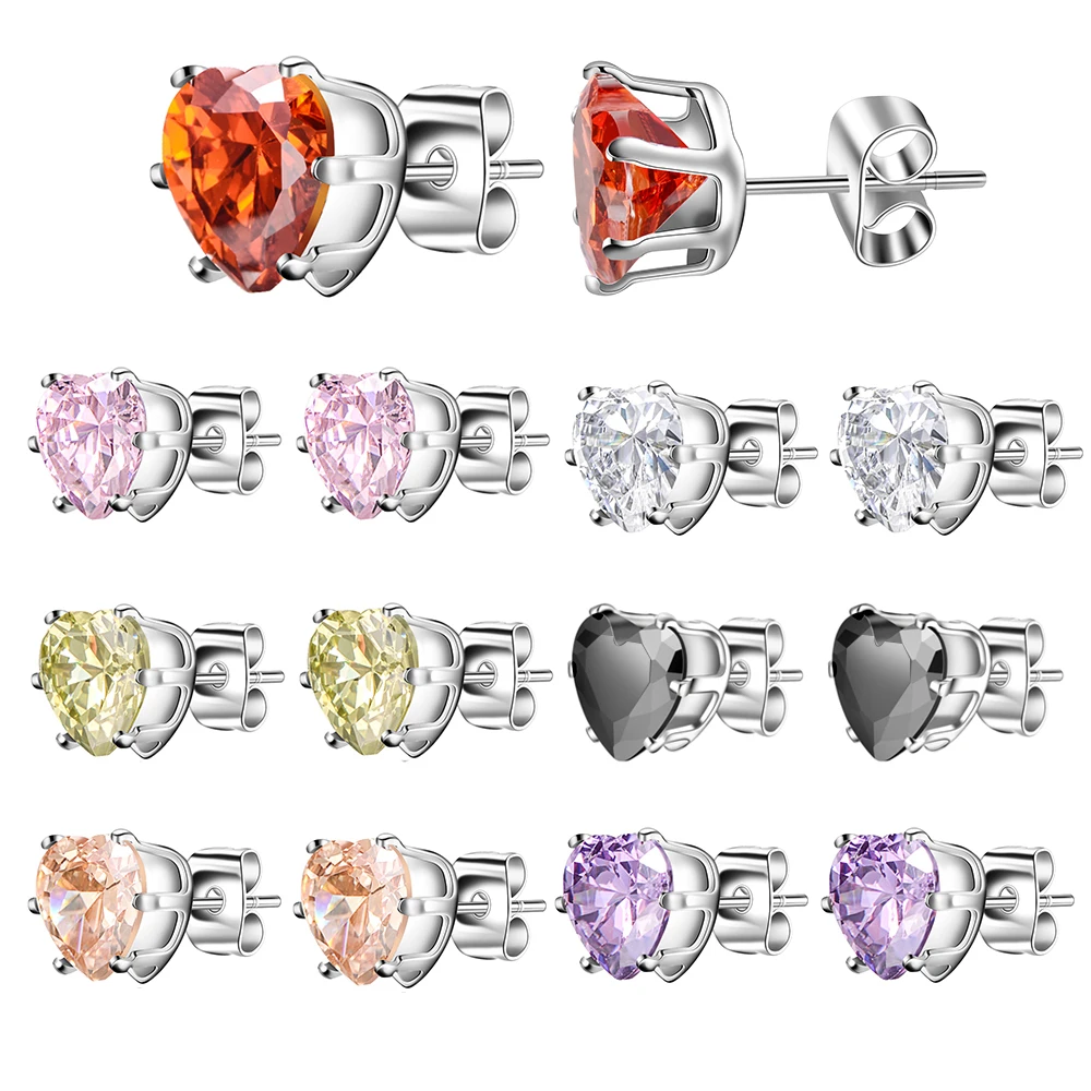 SUKI AAA Cubic Zirconia Stud Earrings Set 7 Pair Week Use 316l Stainless Steel Heart Earrings Gift for Women Girls Jewelry
SUKI AAA Cubic Zirconia Stud Earrings Set 7 Pair Week Use 316l Stainless Steel Heart Earrings Gift for Women Girls Jewelry