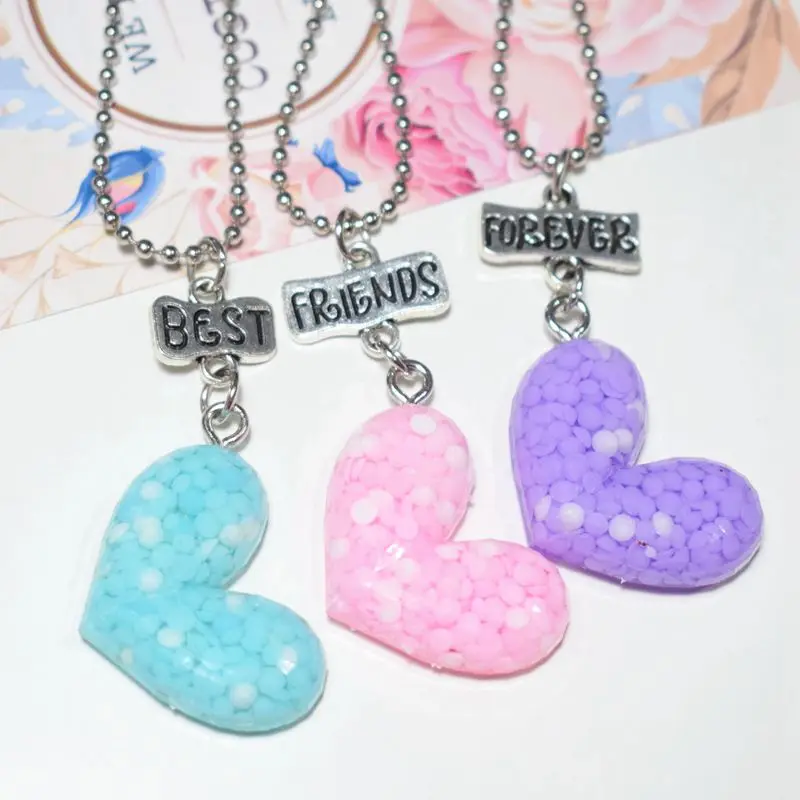 Resin Love Crystal Heart bff 3 Pendant Necklace Best friends Forever Friendship Children Jewelry Kids Girls Gift
Resin Love Crystal Heart bff 3 Pendant Necklace Best friends Forever Friendship Children Jewelry Kids Girls Gift