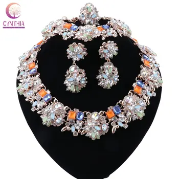 CYNTHIA Gorgeous Bridal Jewelry Sets AB color Crystal Necklace Earring Bracelet Ring Women Brides Party Jewelry Sets Accessories
CYNTHIA Gorgeous Bridal Jewelry Sets AB color Crystal Necklace Earring Bracelet Ring Women Brides Party Jewelry Sets Accessories