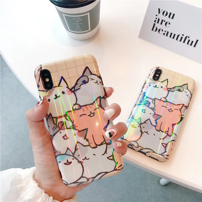 Lovely pet cat family Soft silicon Mirror case for iphone X XR XS XS Max 6 6s 7 8 plus shiny aurora laser case cover capa
Lovely pet cat family Soft silicon Mirror case for iphone X XR XS XS Max 6 6s 7 8 plus shiny aurora laser case cover capa
