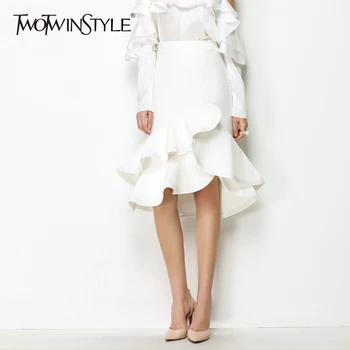 TWOTWINSTYLE Mermaid Skirt Female High Waist Bodycon Ruffles Patchwork Irregular Midi Skirts Spring Fashion OL 2020 Clothing
TWOTWINSTYLE Mermaid Skirt Female High Waist Bodycon Ruffles Patchwork Irregular Midi Skirts Spring Fashion OL 2020 Clothing