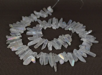 15.5"Strand Rainbow White AB Mystic Titanium Quartz Crystal Top Drilled Point Bead,Rock Raw Crystal Tusk Pendant Nacklace Beads 
15.5"Strand Rainbow White AB Mystic Titanium Quartz Crystal Top Drilled Point Bead,Rock Raw Crystal Tusk Pendant Nacklace Beads