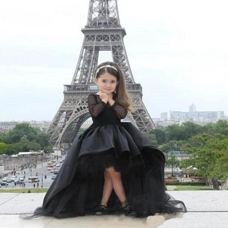 Black Flower Girl Dress Long Sleeve Lace Applique Fluffy Wedding Prom Formal Fiest Holy Communion Girls Pageant Dresses
Black Flower Girl Dress Long Sleeve Lace Applique Fluffy Wedding Prom Formal Fiest Holy Communion Girls Pageant Dresses