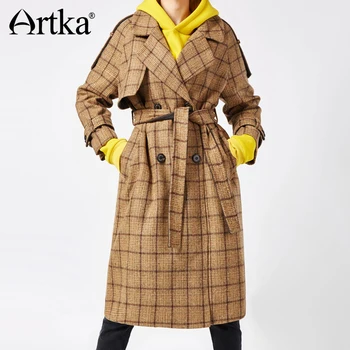 ARTKA 2018 New City Series Winter Women Long Retro Plaid Wool Coat Turn-down Collar Full Sleeve Coat with Belt Pockets FA11573D
ARTKA 2018 New City Series Winter Women Long Retro Plaid Wool Coat Turn-down Collar Full Sleeve Coat with Belt Pockets FA11573D