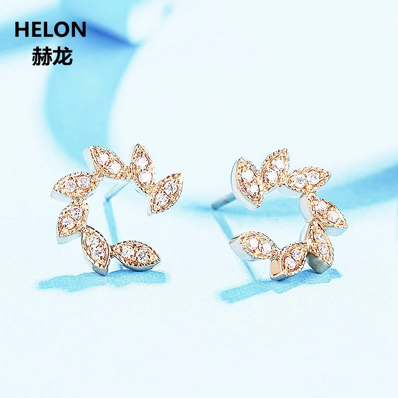 

Solid 14k Rose Gold 0.14ct SI/H Natural Diamonds Stud Earrings Engagement Wedding Women Earrings Vintage Art Deco Fine Jewelry