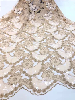 (5yards/pc) fashion laser cut embroidered African tulle lace gold French lace fabric with big sequins for party dress FZZ055
(5yards/pc) fashion laser cut embroidered African tulle lace gold French lace fabric with big sequins for party dress FZZ055