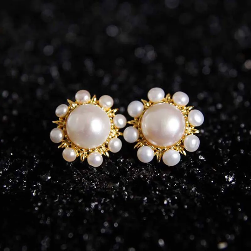 RADHORS Earring Genuine 925 Sterling Silver 100% Natural Freshwater Pearls Gold color Stud earring Female luxurious Jewelry
RADHORS Earring Genuine 925 Sterling Silver 100% Natural Freshwater Pearls Gold color Stud earring Female luxurious Jewelry