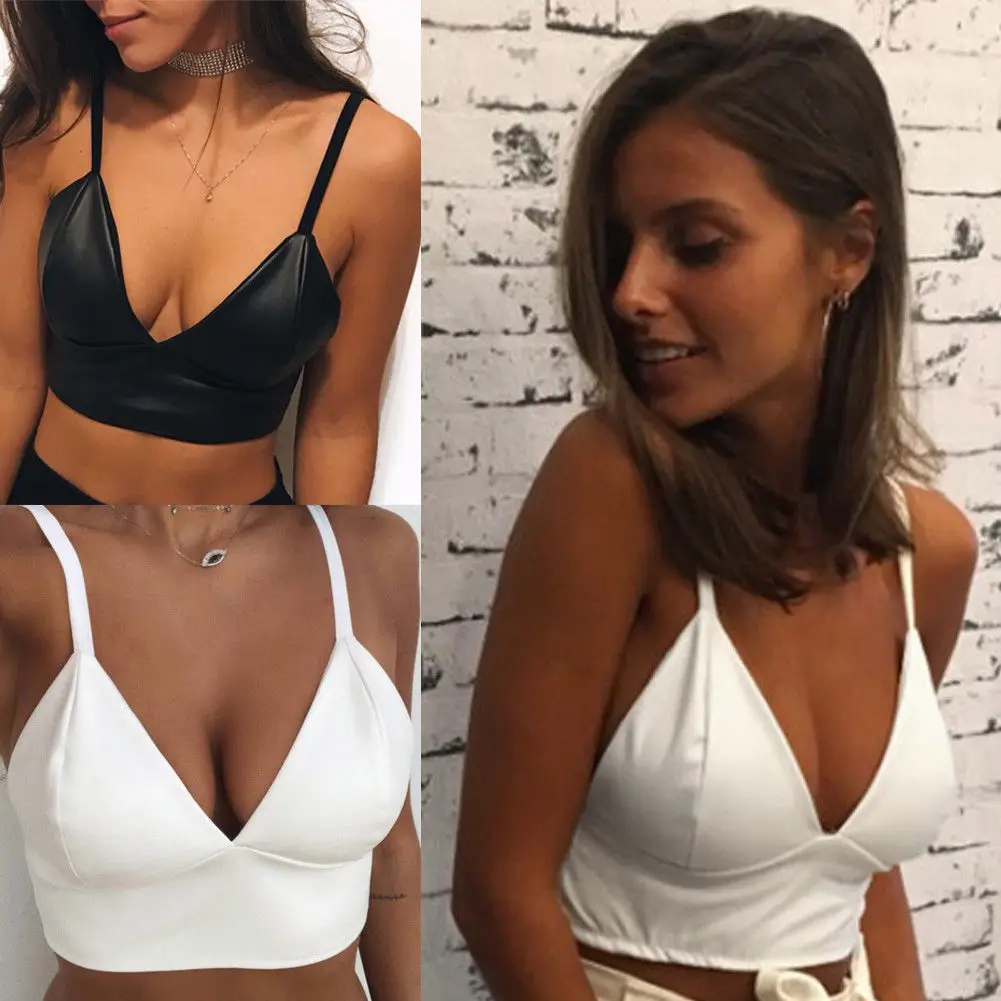 Fashion Women PU Skinny Camis Black White Bustier Bra Streetwear Vest Crop Top Bralette 2018 Summer Tops
Fashion Women PU Skinny Camis Black White Bustier Bra Streetwear Vest Crop Top Bralette 2018 Summer Tops