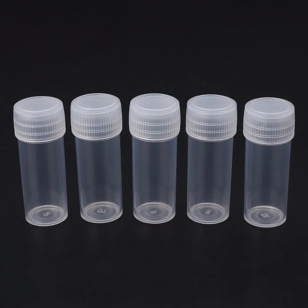 5/20/50PCS 5ml Plastic Sample Bottle Small Bottle Test Tube Mini Bottles Storage Containers White