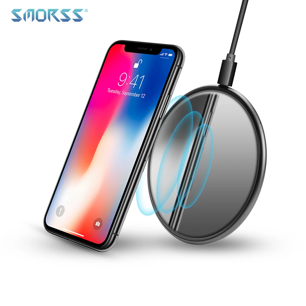 SMORSS ультра тонкий стандарт Qi Беспроводное быстрое зарядное устройство для iPhone X