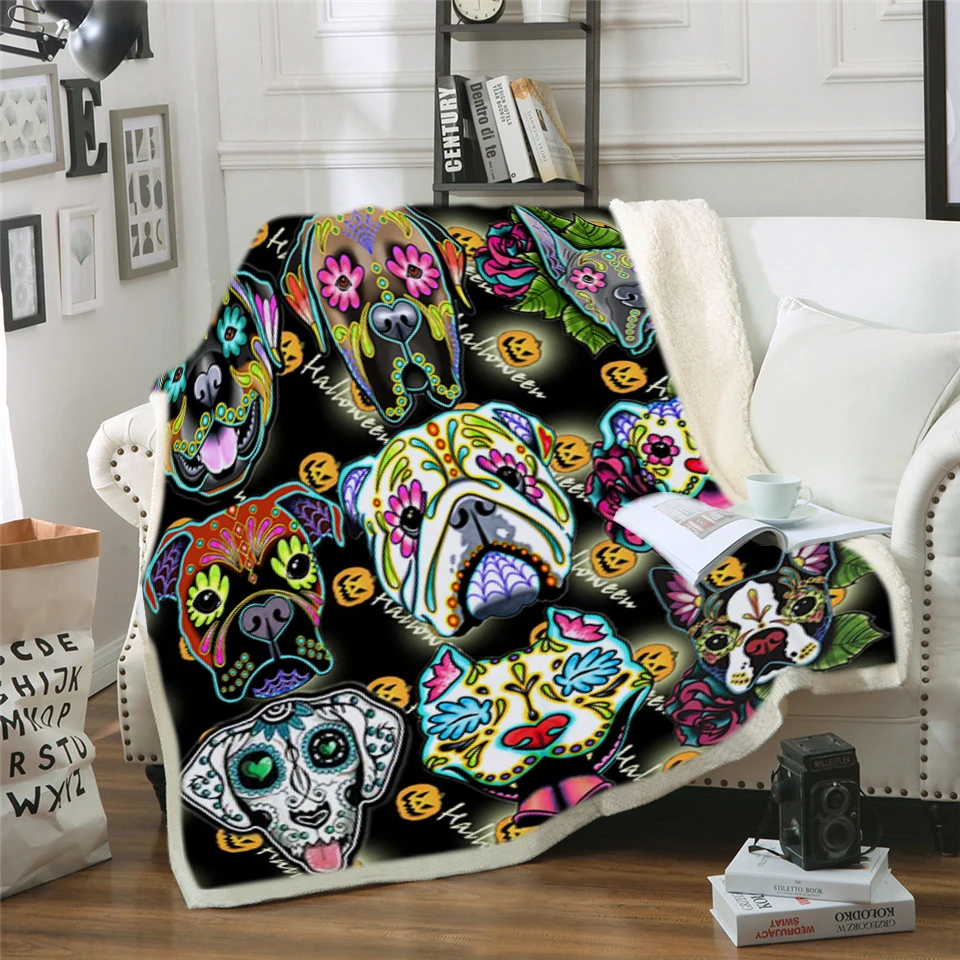 Custom DIY Print Skull Dog Sherpa Blanket for Kid Adult Cartoon Colorful Plush Throw Blanket Dog Puppy Thin Quilt Drop Ship
Custom DIY Print Skull Dog Sherpa Blanket for Kid Adult Cartoon Colorful Plush Throw Blanket Dog Puppy Thin Quilt Drop Ship