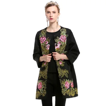 High Quality Winter Women Coats Long Sleeve Noble Gold Line amazing Embroidered Rose Flowers Sequin Vintage coats Overcoat
High Quality Winter Women Coats Long Sleeve Noble Gold Line amazing Embroidered Rose Flowers Sequin Vintage coats Overcoat
