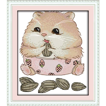 A hamster eating melon seeds Chinese cross stitch kits Ecological cotton stamped printed DIY gift wedding decoration for home
A hamster eating melon seeds Chinese cross stitch kits Ecological cotton stamped printed DIY gift wedding decoration for home