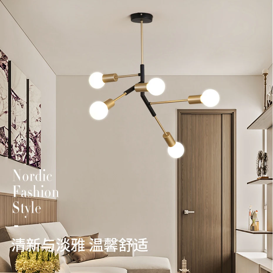 Modern Nordic personality 5 Heads Ceiling Light Creative Multiple lever metal E27 Ceiling Lamp for Foyer Bedroom Restaurant Bar
Modern Nordic personality 5 Heads Ceiling Light Creative Multiple lever metal E27 Ceiling Lamp for Foyer Bedroom Restaurant Bar