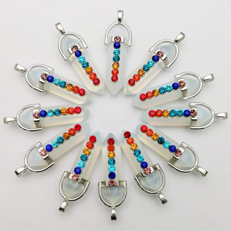 Fashion natural 7 chakra stone crystal point pendant charms opal pendulum healing crystals chakra pendant 12pc/lot Free shipping
Fashion natural 7 chakra stone crystal point pendant charms opal pendulum healing crystals chakra pendant 12pc/lot Free shipping