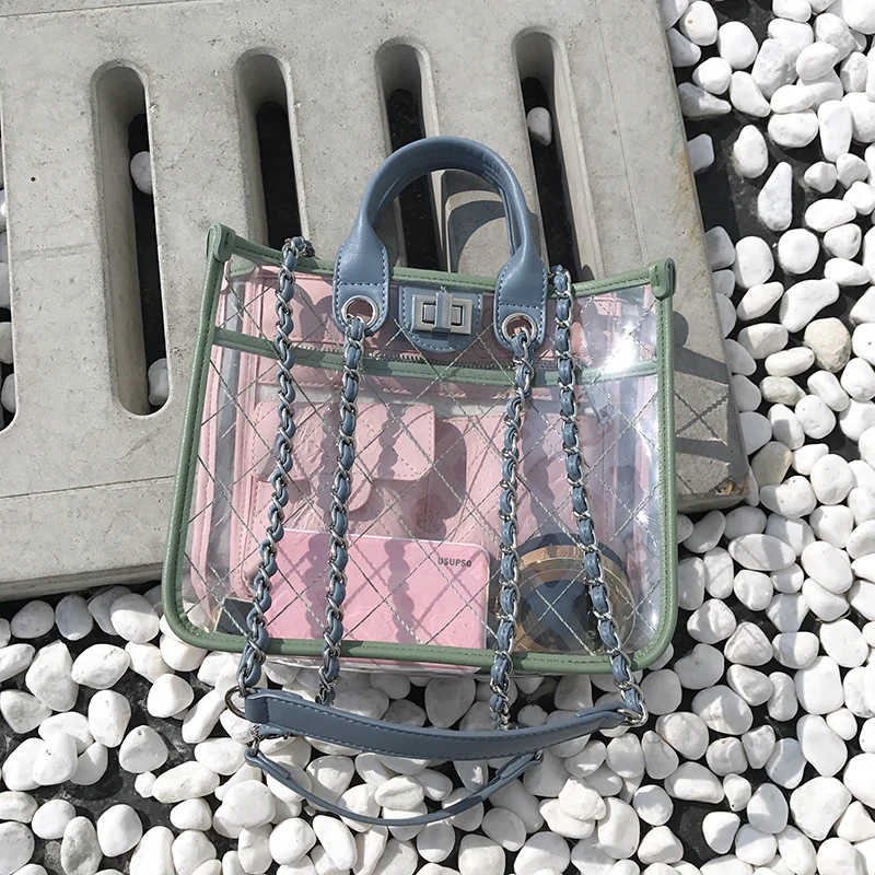2018 fashion new ladies transparent shoulder bag jelly bag summer ladies beach bag chain Messenger bag
2018 fashion new ladies transparent shoulder bag jelly bag summer ladies beach bag chain Messenger bag