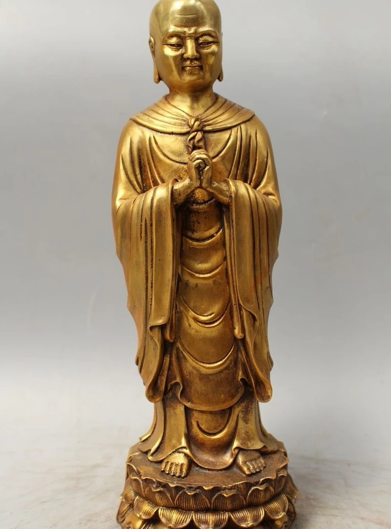 15" Chinese Buddhism Bronze Gild Buddhist Monk Bonze Shaveling Statue Sculpture
15" Chinese Buddhism Bronze Gild Buddhist Monk Bonze Shaveling Statue Sculpture