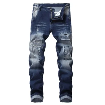 2019 New Men's Hole Shredded Blue jeans two-color Motorcycle Embroidered Men's Straight Denim pants More Size 28-40 42
2019 New Men's Hole Shredded Blue jeans two-color Motorcycle Embroidered Men's Straight Denim pants More Size 28-40 42