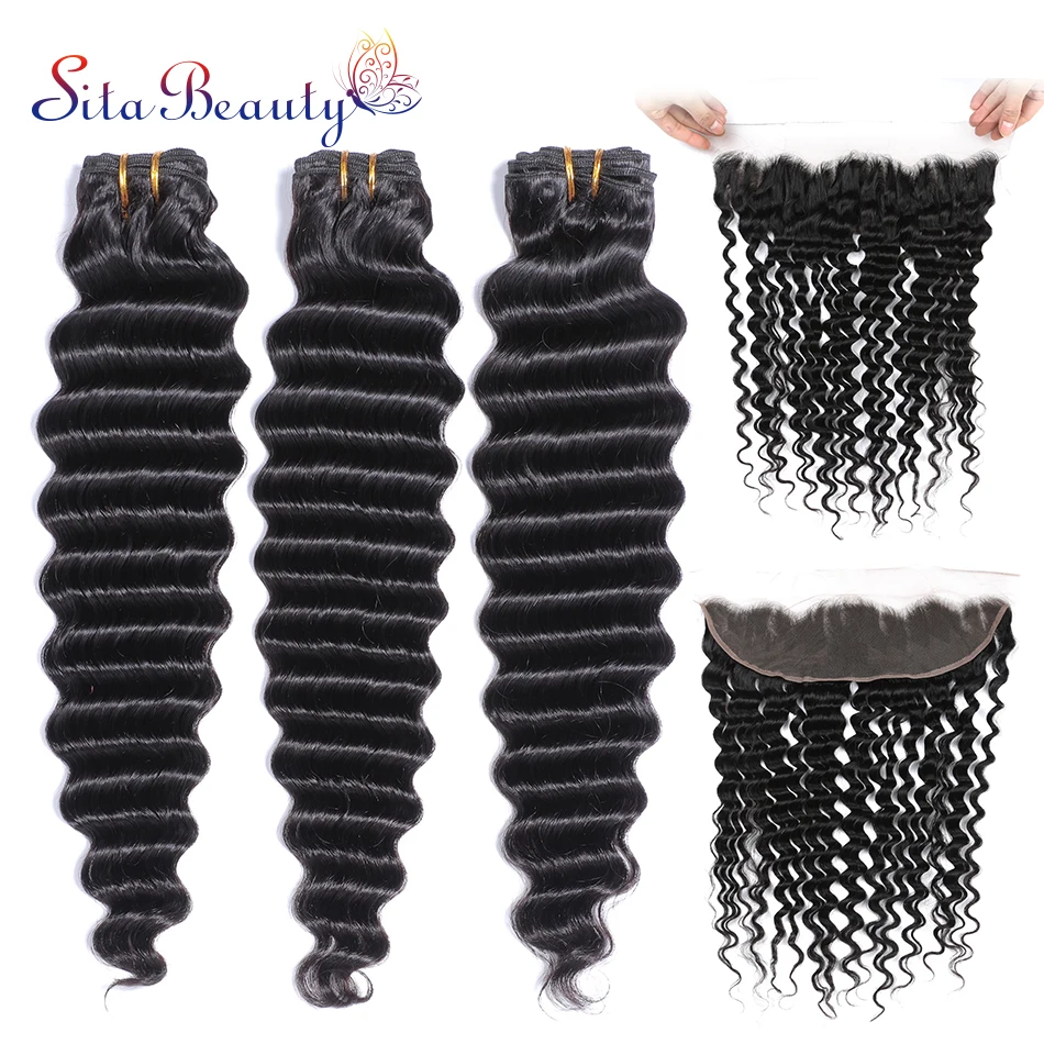 Deep Wave Bundles With Frontal Closure Sita Beauty Brazilian Hair Weave Bundles Non Remy 8"-30" Human Hair Bundles With Frontal
Deep Wave Bundles With Frontal Closure Sita Beauty Brazilian Hair Weave Bundles Non Remy 8"-30" Human Hair Bundles With Frontal