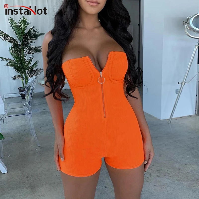 InstaHot Orange Zip Up Front Tube Playsuit Strapless Bodycon Sexy Women Summer Romper Streetwear Femme 2019 Jumpsuit Skinny Body
InstaHot Orange Zip Up Front Tube Playsuit Strapless Bodycon Sexy Women Summer Romper Streetwear Femme 2019 Jumpsuit Skinny Body