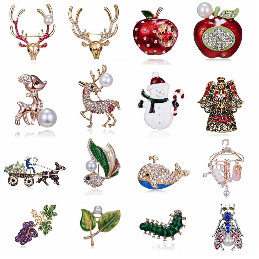 Rinhoo Brooch Red apple deer snowman Drying rack fish whale bee pin Women Weddings Banquet Brooch Pins Gift
Rinhoo Brooch Red apple deer snowman Drying rack fish whale bee pin Women Weddings Banquet Brooch Pins Gift