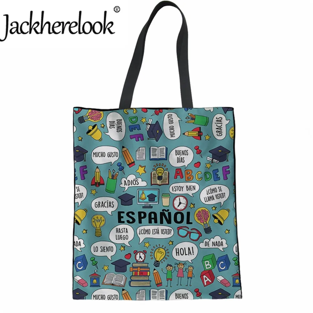 Jackherelook Cartoon Spanish Teacher Pattern School Girls Storage Shopper Bags Linen Women's Tote Shoulder Shopping Bag Foldable
Jackherelook Cartoon Spanish Teacher Pattern School Girls Storage Shopper Bags Linen Women's Tote Shoulder Shopping Bag Foldable