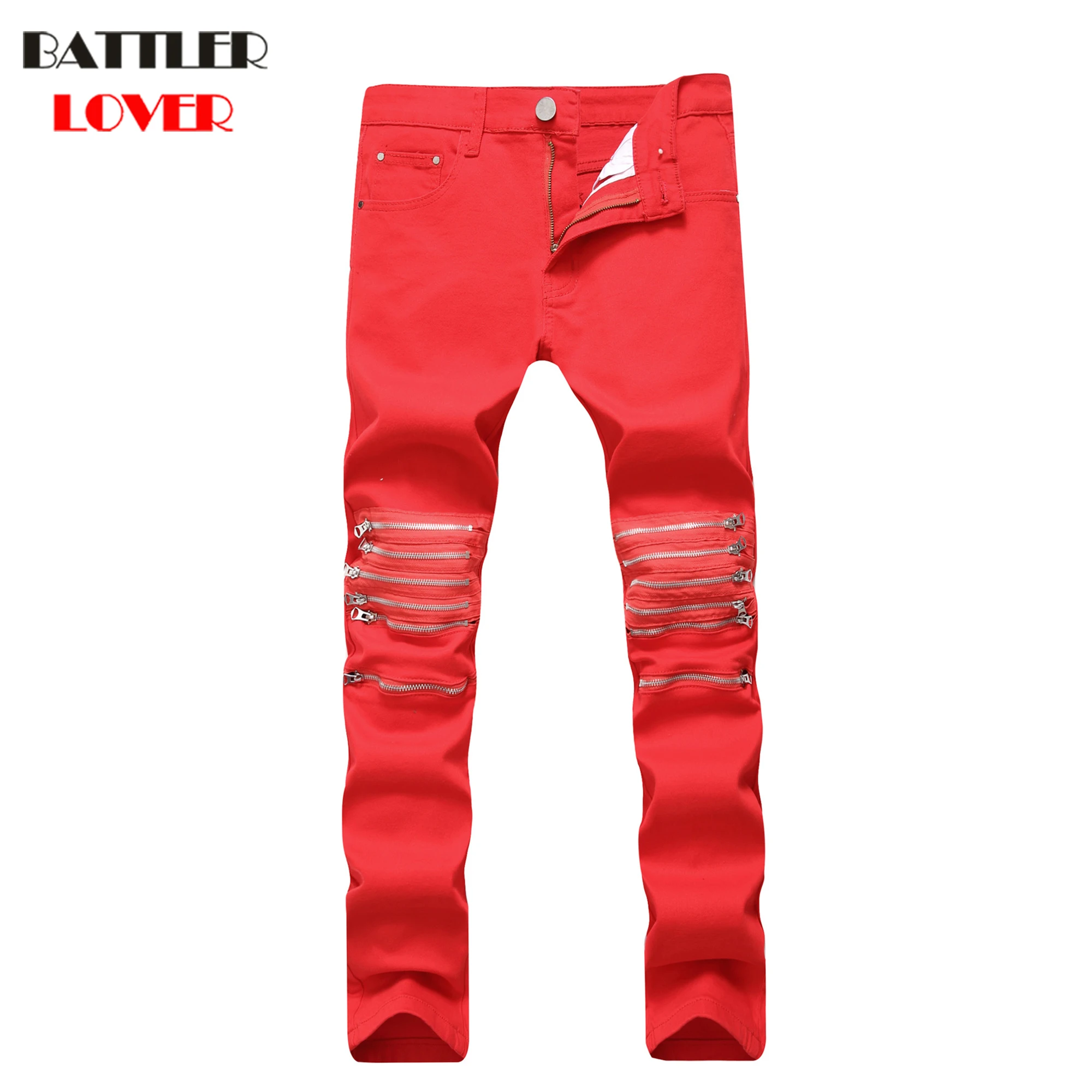 Jeans Men Fear of God Denim Pencil Pants Biker Pant Mens Jeans Man Trousers Homme Zipper Skinny Slim Jean spijkerbroek mannen