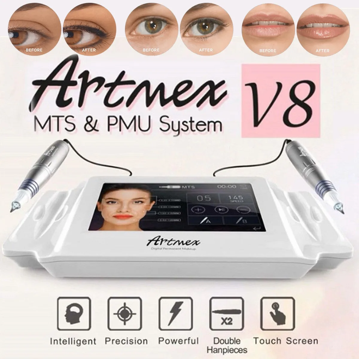AC 100-240V Artmex V8 Permanent Makeup Tattoo Machine Rotary Pen MTS PMU System Cartridges
AC 100-240V Artmex V8 Permanent Makeup Tattoo Machine Rotary Pen MTS PMU System Cartridges