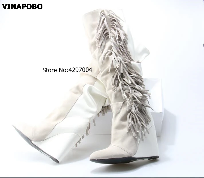 1High-Quality-White-Leather-Tassel-Knee-High-Boots-Women-Round-Toe-Fringe-Wedge-Boots-Winter-Dress (2)