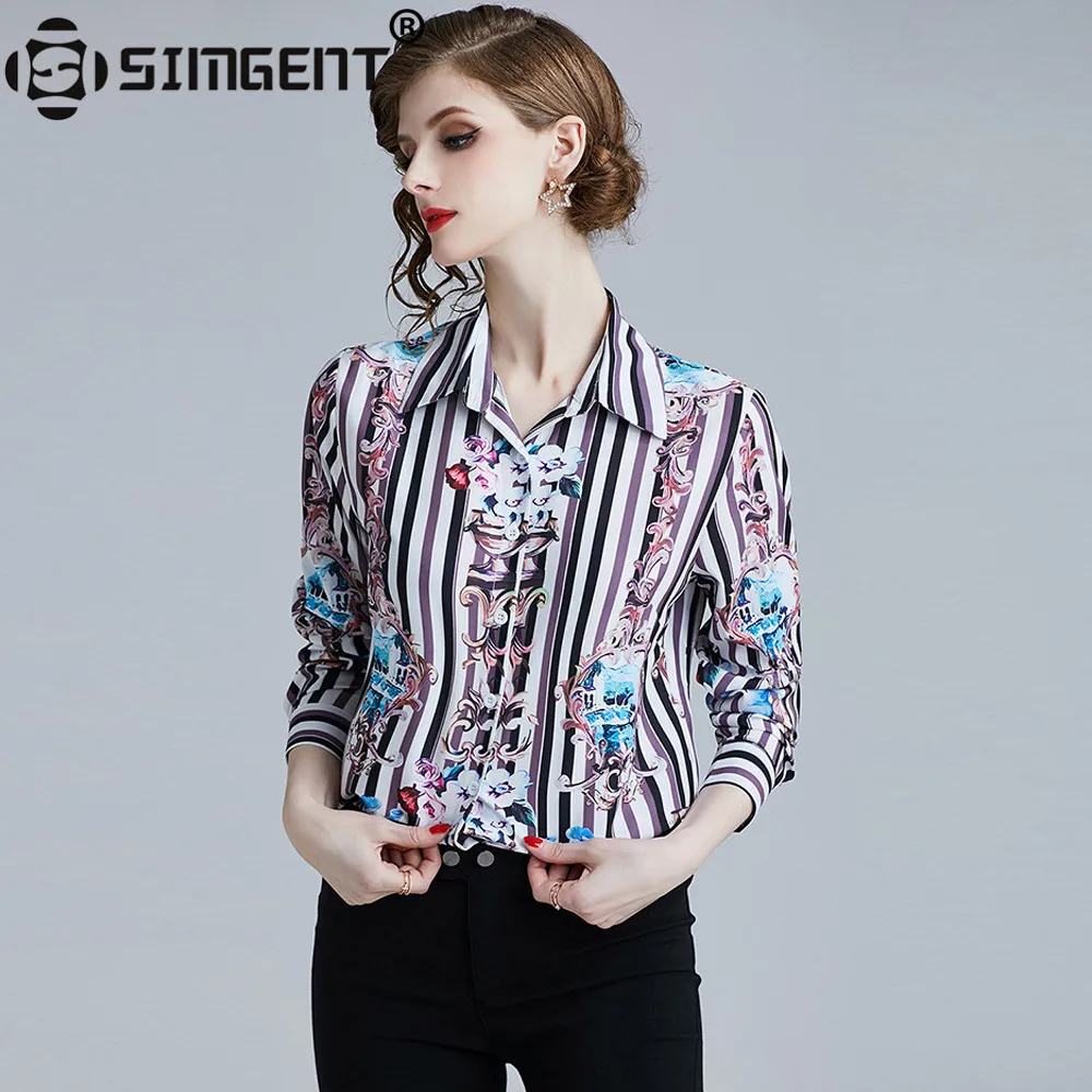 Simgent Shirt Women Floral Printing Long Sleeve Turn Down Collar Casual Elegant Office Striped Blouses Tops Haut Femme SG93224
Simgent Shirt Women Floral Printing Long Sleeve Turn Down Collar Casual Elegant Office Striped Blouses Tops Haut Femme SG93224