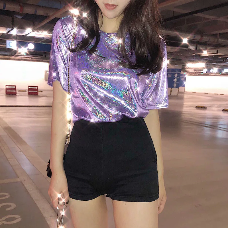 New Summer Retro Style Stylish Bright Silk Woman Tops Shiny Loose Short Sleeve T-shirt Sexy Club Aesthetic Harajuku Women Tshirt
New Summer Retro Style Stylish Bright Silk Woman Tops Shiny Loose Short Sleeve T-shirt Sexy Club Aesthetic Harajuku Women Tshirt