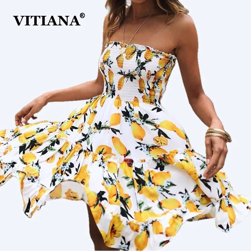 VITIANA Women Beach Casual Dress Female 2018 Summer Peated Sundress Print Sleeveless Strapless Elegant Sexy Party Dresses
VITIANA Women Beach Casual Dress Female 2018 Summer Peated Sundress Print Sleeveless Strapless Elegant Sexy Party Dresses