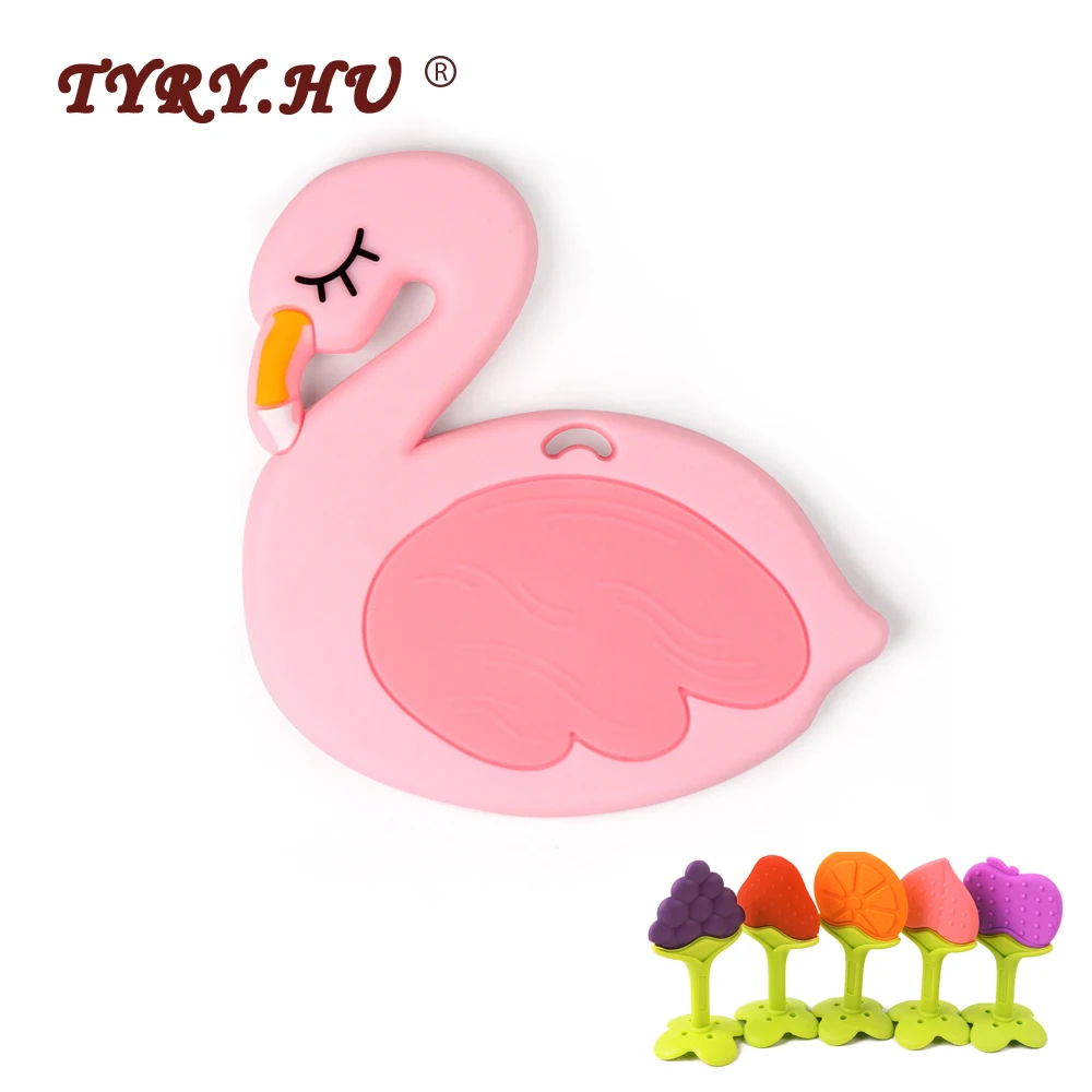 TYRY.HU 1pcs Pink Silicone Flamingo Duck fruit Animal Teething Toys Food Grade Silicone Teether DIY Pendant Necklace Teether
TYRY.HU 1pcs Pink Silicone Flamingo Duck fruit Animal Teething Toys Food Grade Silicone Teether DIY Pendant Necklace Teether