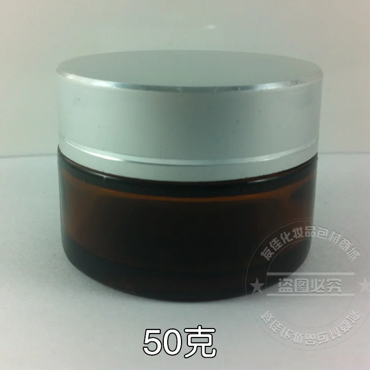 

50pieces wholesale 50g amber cream jar with silver lid ,brown 50 g cosmetic jar ,empty glass jar or amber glass 50g for cream