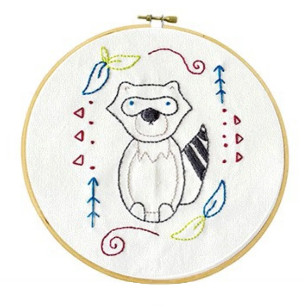 Embroidery Kit, Cartoon Hand Embroidery Cross Stitch Starter Needlepoint Crafts Kit with Cloth,Threads and Tools for Home Decor