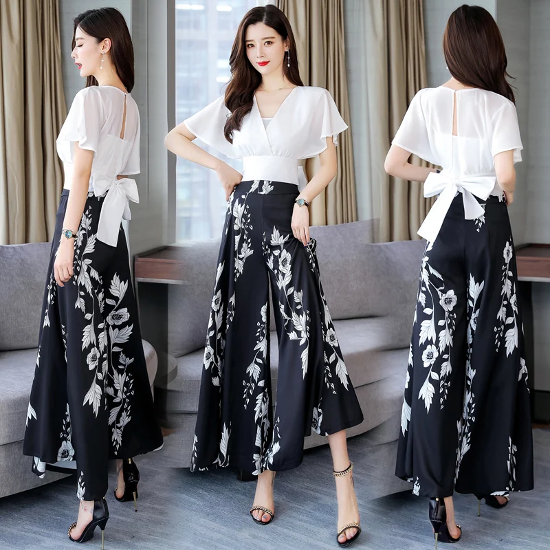 2019 Summer new Women three pieces set elegant Tops shirt and Woman's Wide Leg print Pants Trousers Suits
2019 Summer new Women three pieces set elegant Tops shirt and Woman's Wide Leg print Pants Trousers Suits