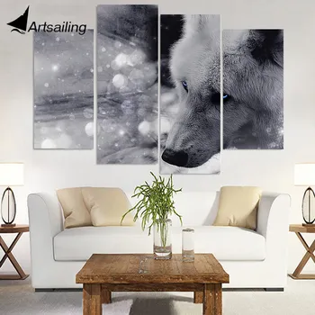 Canvas Painting 4 Panels Canvas Art Wolf Blue Eyes Poster Prints Home Decor Wall Pictures for Living Room Free Shipping XA1553A
Canvas Painting 4 Panels Canvas Art Wolf Blue Eyes Poster Prints Home Decor Wall Pictures for Living Room Free Shipping XA1553A