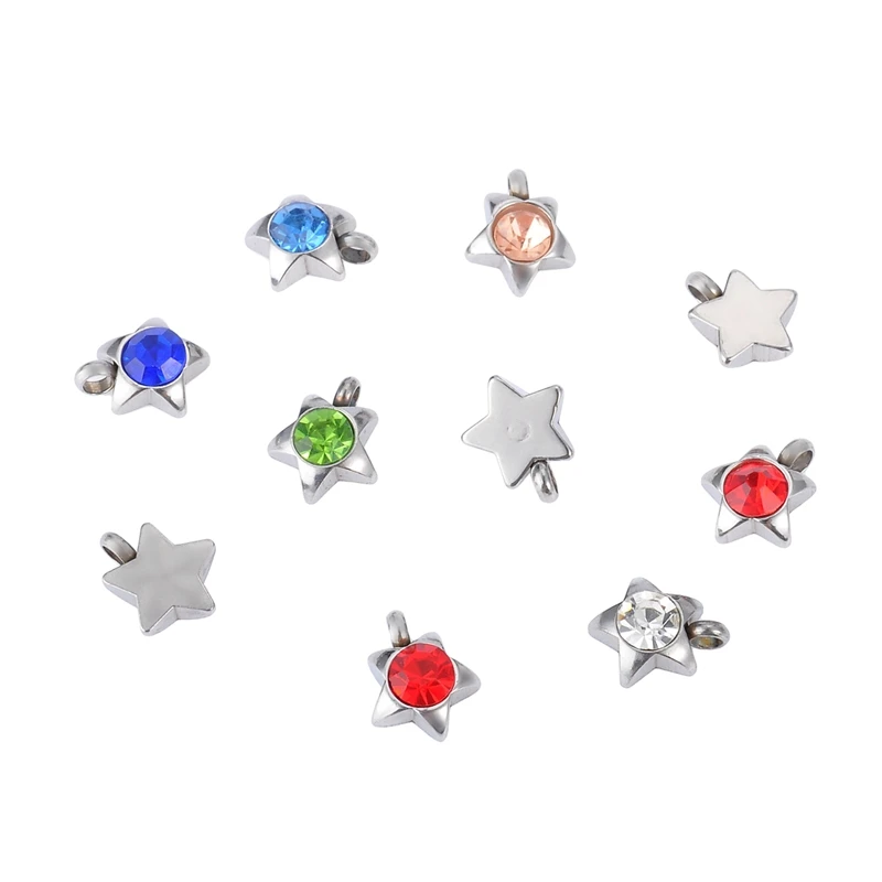 LASPERAL 10PCs Star Pattern Charm Pendants Stainless Steel Charms With Colorful Crystals DIY Accessories For Jewelry Fixed Mixed
LASPERAL 10PCs Star Pattern Charm Pendants Stainless Steel Charms With Colorful Crystals DIY Accessories For Jewelry Fixed Mixed