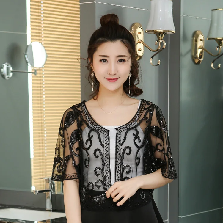Women's Summer Jacket Cardigan Outwear Glittering 1920s Shawl Sequin Bead Wedding Cape Bolero Evening Wrap Jaquetas Feminina
Women's Summer Jacket Cardigan Outwear Glittering 1920s Shawl Sequin Bead Wedding Cape Bolero Evening Wrap Jaquetas Feminina