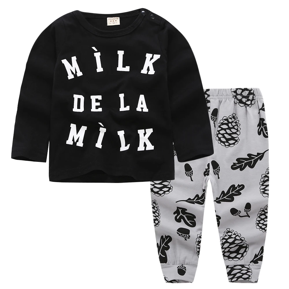 Newborn Baby Boy Girl Clothes black letter Long Sleeve Cotton Tops T-shirt+Long Pants Infant clothing Outfit set Bebek Giyim
Newborn Baby Boy Girl Clothes black letter Long Sleeve Cotton Tops T-shirt+Long Pants Infant clothing Outfit set Bebek Giyim