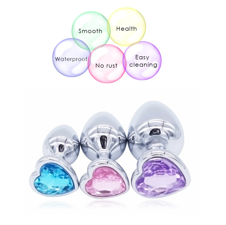 DOMI 3PCS Anal Beads Crystal Jewelry Heart Butt Plug Stimulator Sex Toys Dildo Stainless Steel Anal Plug 2 DOMI 3PCS Anal Beads Crystal Jewelry Heart Butt Plug Stimulator Sex Toys Dildo Stainless Steel Anal Plug 2