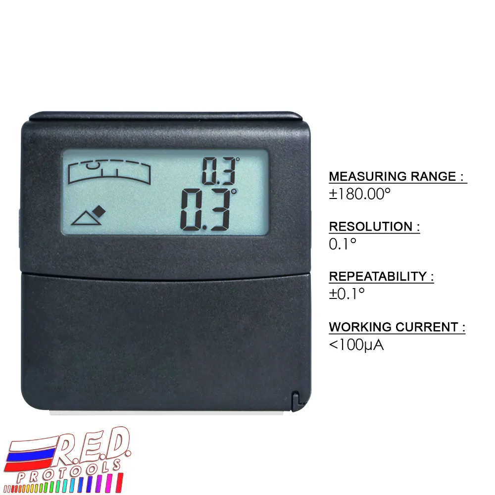 Mini Digital Level Box +/-180 degree (0~360degree) Range Angle Finder Tilt Gauge with Magnetic base + V-groove
Mini Digital Level Box +/-180 degree (0~360degree) Range Angle Finder Tilt Gauge with Magnetic base + V-groove