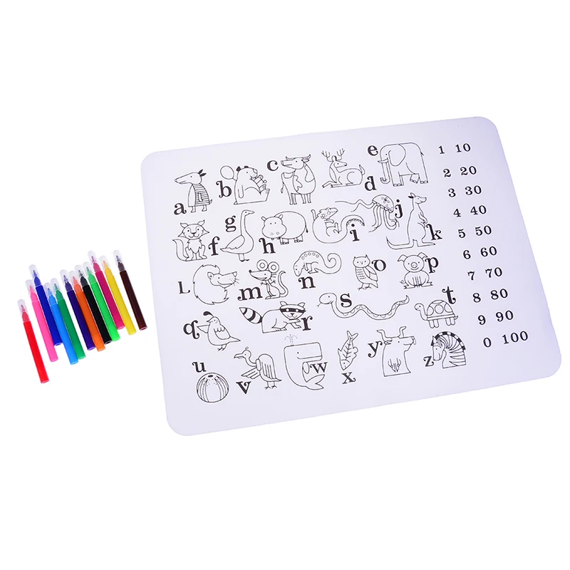 Reusable Kids Silicone Washable Coloring Placemat Coloring Mat Tableware Learning Drawing Toy Gift For Baby
Reusable Kids Silicone Washable Coloring Placemat Coloring Mat Tableware Learning Drawing Toy Gift For Baby