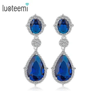 LUOTEEMI Hot New Arriavl Luxury Teardrop Royal Blue Cubic Zircon Bridal Women Drop Earrings Brincos Weddings Accessories Jewelry
LUOTEEMI Hot New Arriavl Luxury Teardrop Royal Blue Cubic Zircon Bridal Women Drop Earrings Brincos Weddings Accessories Jewelry