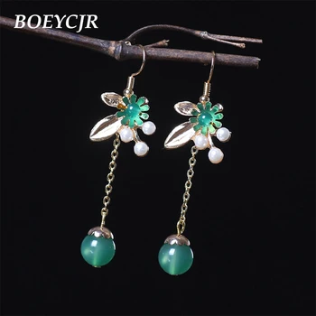 BOEYCJR Ethnic Vintage Gold Color Flower Stone Bead Dangle Jewelry Elegant Drop Hook Earrings For Women Gift
BOEYCJR Ethnic Vintage Gold Color Flower Stone Bead Dangle Jewelry Elegant Drop Hook Earrings For Women Gift