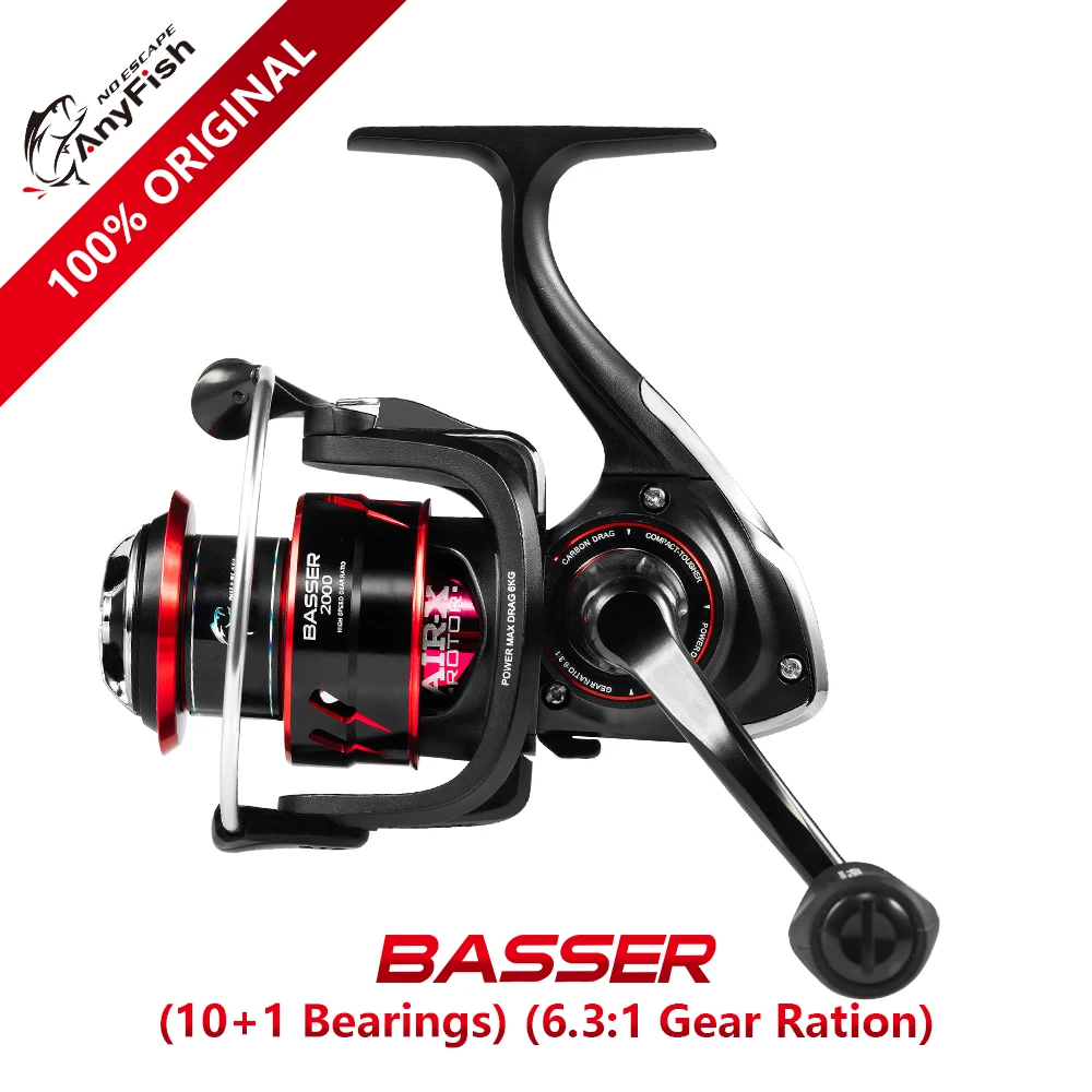 

ANYFISH BASSER 2000/3000/4000/5000/6000 Spinning Fishing Reels Gear Ratio 6.3:1 Max Drag 6kg/8kg 10+1BB Saltwater Reels Fishing