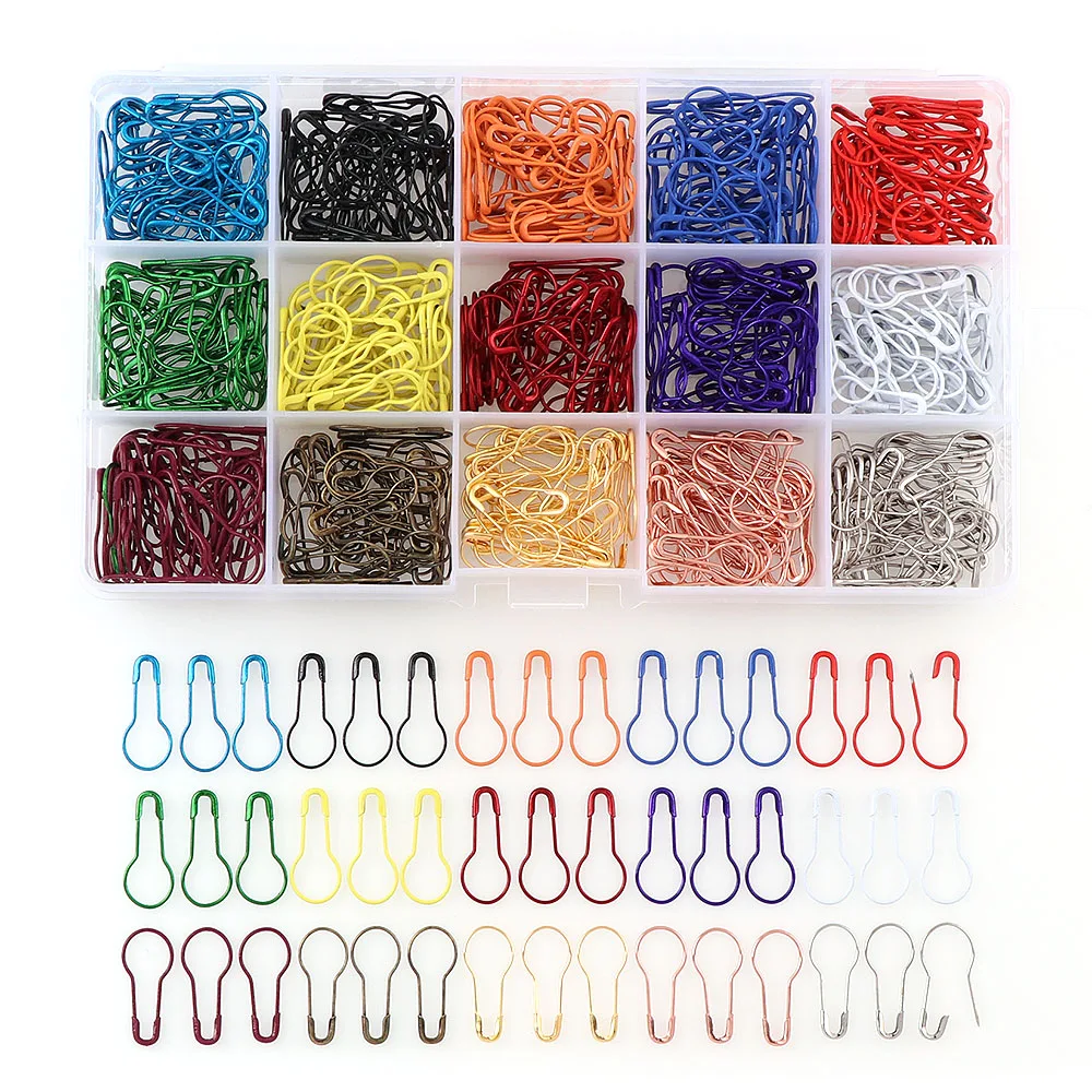 

600pc/Box New Gourd Shape Safety Pins Metal Clips Gourd Pins Knitting Cross Stitch Marker Tag Pins Clips For DIY Clothing Kit